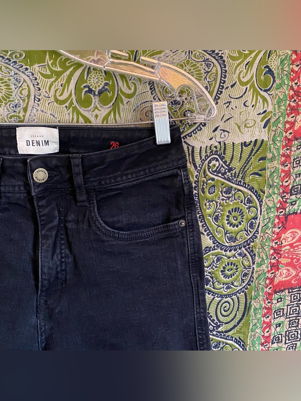 Sezane Black Slim Parfait Cotton Skinny Denim Jeans 26 Minimal Quiet Luxury - Picture 4 of 16